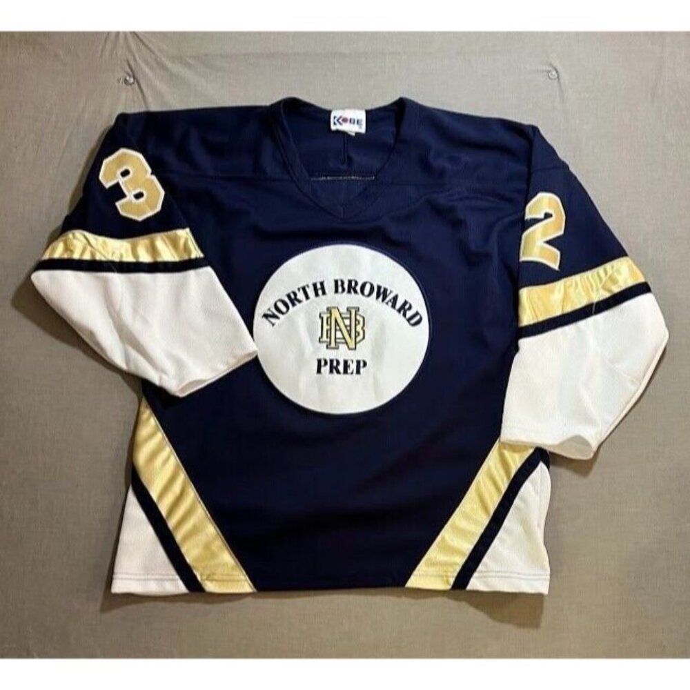 North Broward Pred Eagle Kobe Shaver #32 Hockey Jersey Mens L Blue Short Sleeve